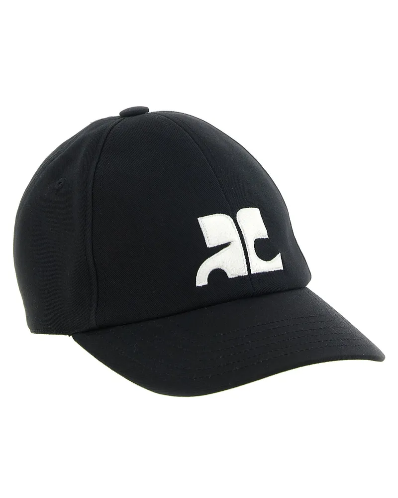 Courrèges AC Logo-Embroidered Cotton Baseball Cap — Black Black