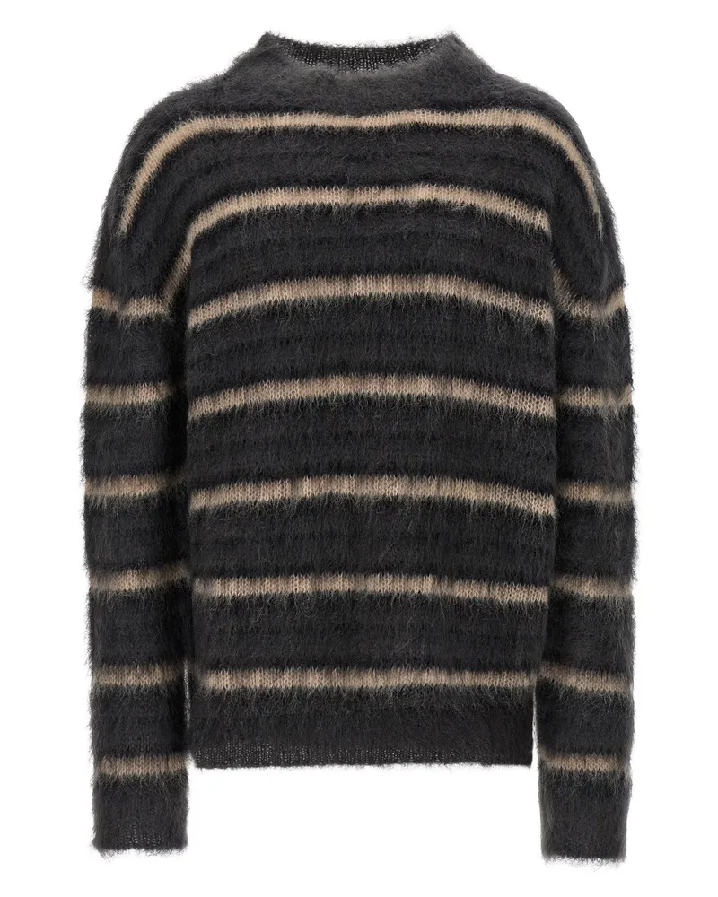 Marni Striped Brushed Mohair Sweater — Gray Gray