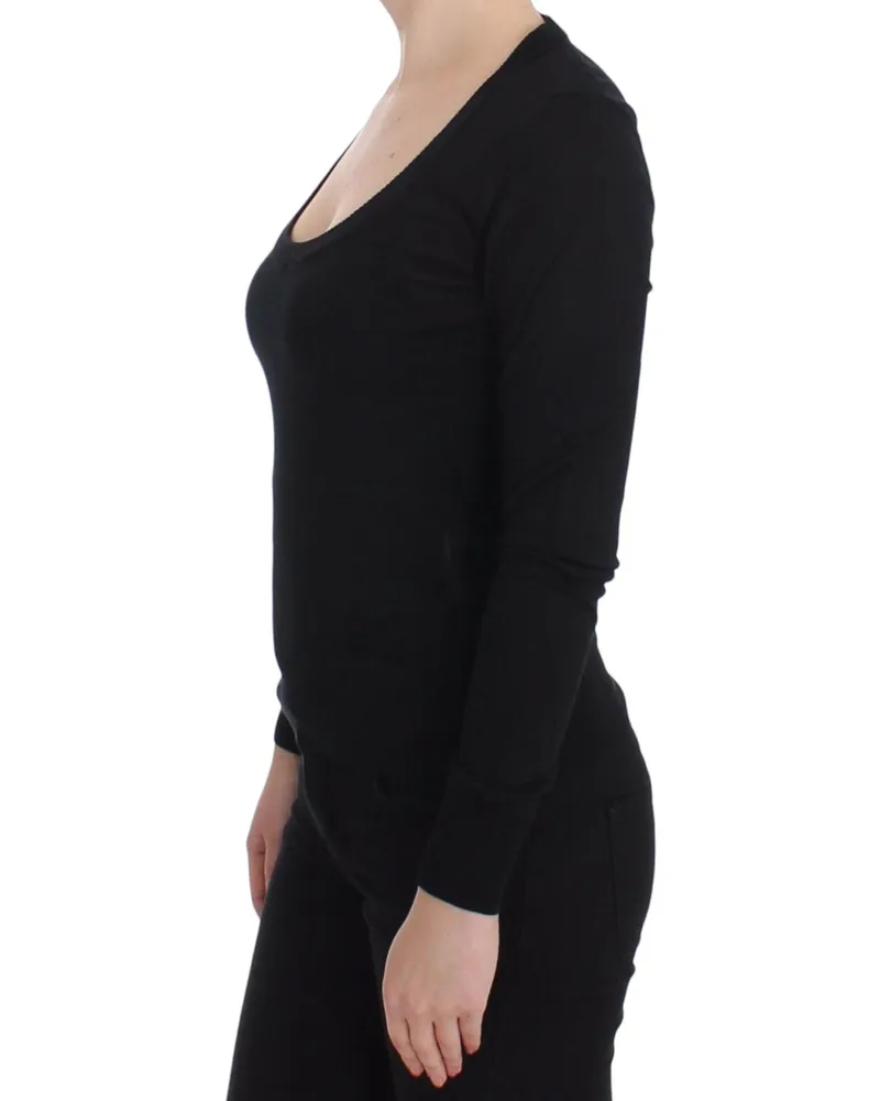 Dolce & Gabbana Women's Black Cashmere Crewneck Sweater Pullover Viscose Clothing Black