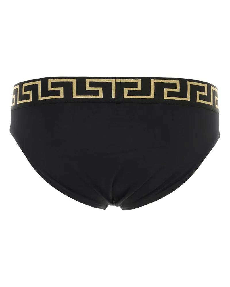 Versace Greek Key Motif Swim Brief — Black Black