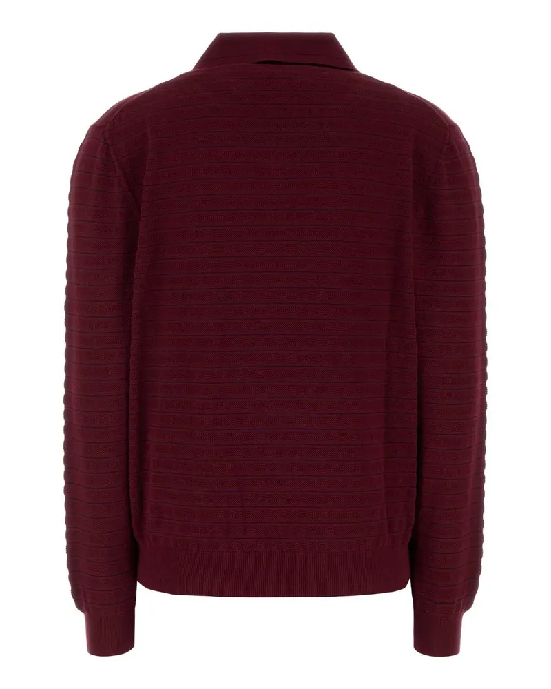 Miu Miu Women's Embroidered Cotton Polo Shirt Amaranto Exterior: Maglieria Sweater Burgundy