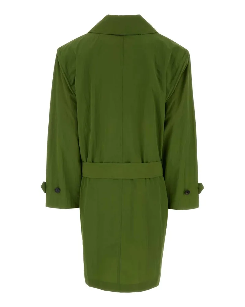 Saint Laurent Women's Green Nylon Trench Coat Vertprairie Green