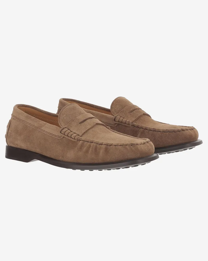 TOD'S Men's Suede Loafers Light Brown Brown
