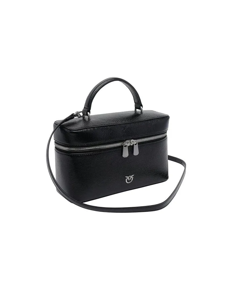 Pinko Calfskin Leather Top Handle Bag — Black Black