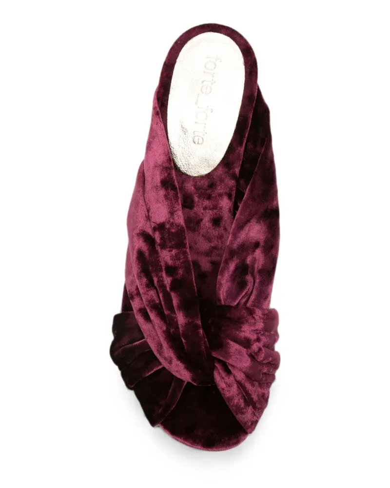 forte_forte Velvet Twist Sandal Heel — Burgundy Burgundy