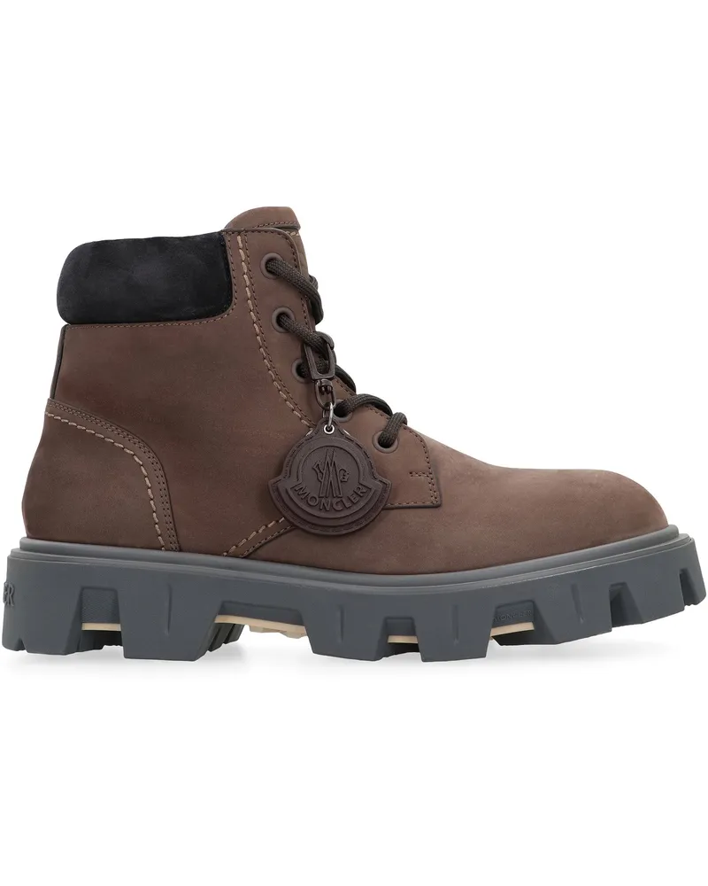 Moncler Men's Peak City Lace-Up Boots Brown Calf Brown