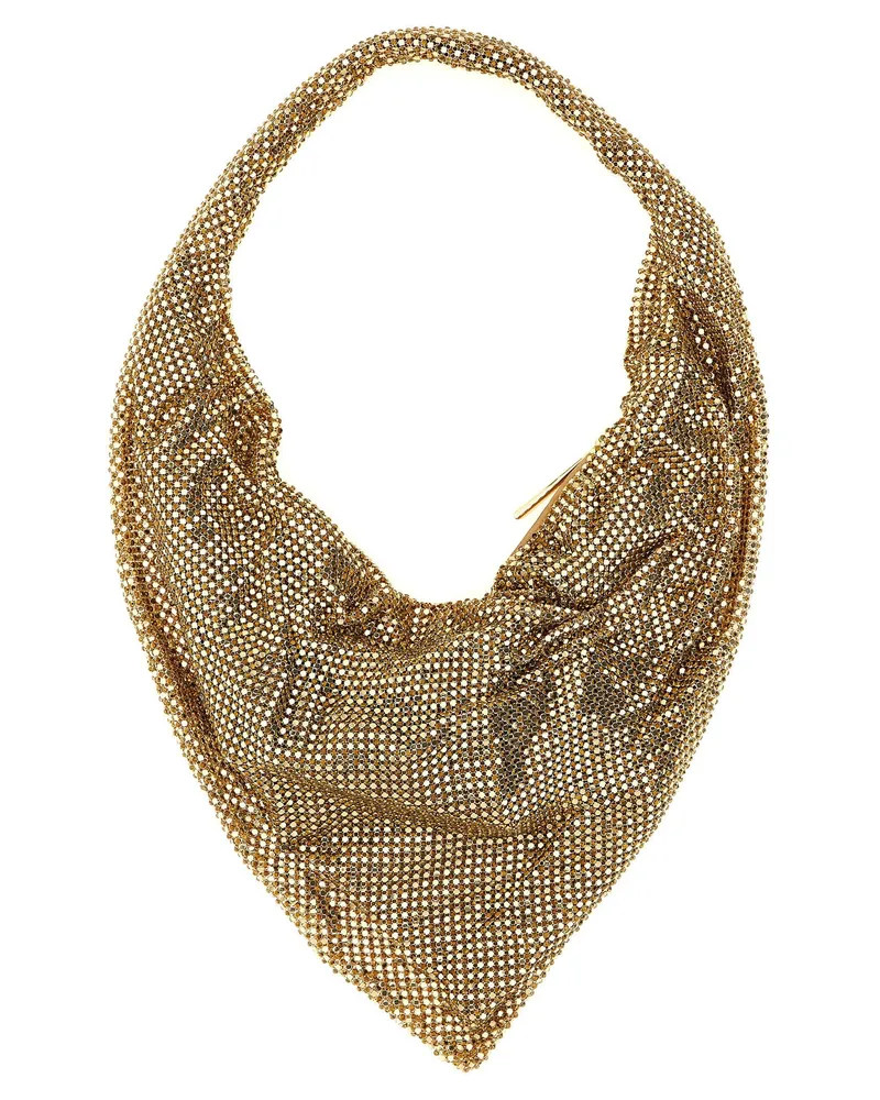 Benedetta Bruzziches Metal Mesh Crystal Shoulder Bag — Gold Gold