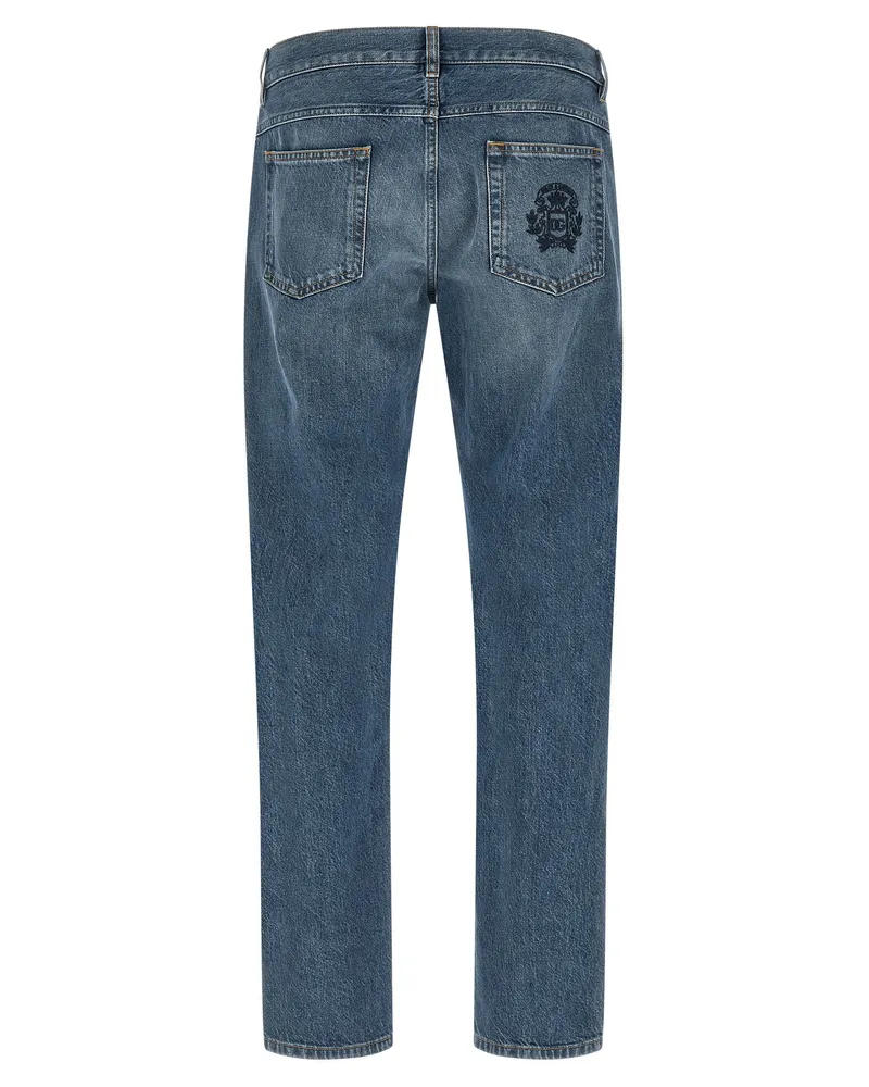 Dolce & Gabbana Men's Blue Cotton Straight-Leg Jeans Clothing Blue