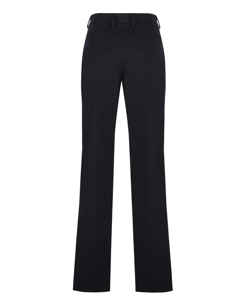 Prada Women's Wool Gabardine Trousers Blue Wool; Cuprammonium Rayon Straight Blue