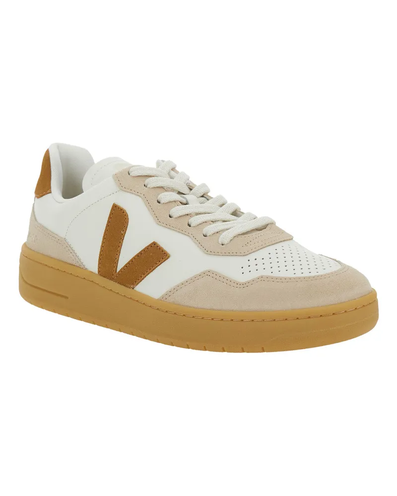 VEJA Unisex Beige Sneaker With Side Logo And Perforated Toe Leather Trainers Beige
