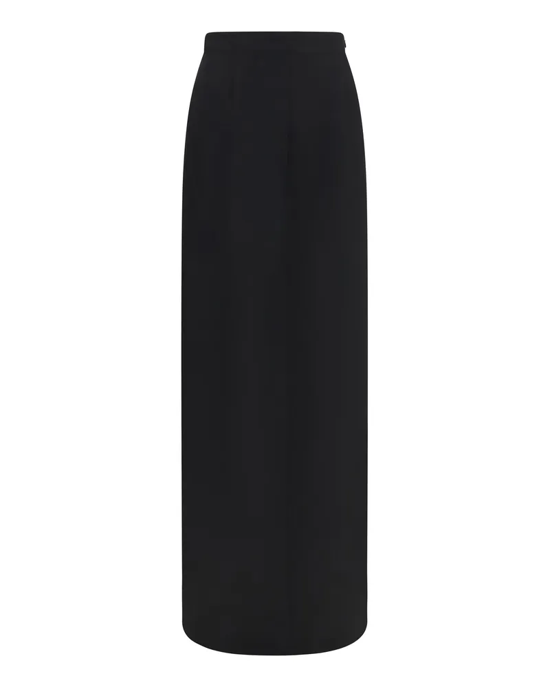 Maison Margiela Women's Long Skirt With Back Slit Black Fleece Wool (ovis Aries) Trousers Black