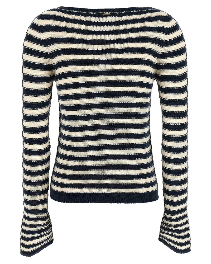 Twin-Set Striped Knit Sweater — Navy Navy