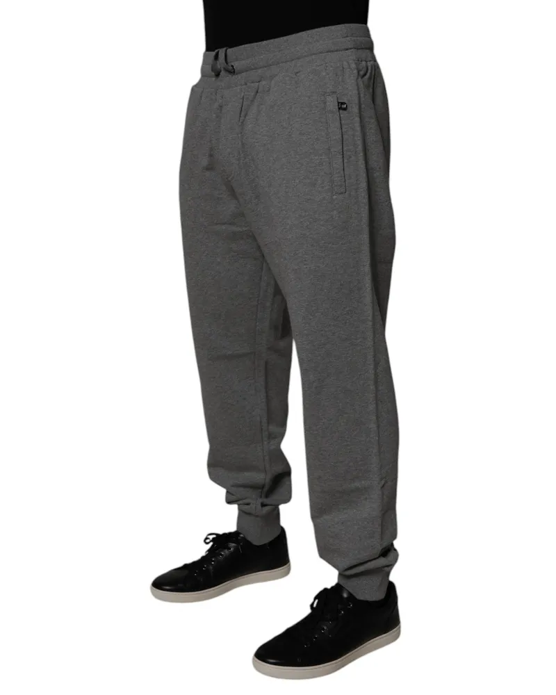Dolce & Gabbana Gray Logo Cotton Jogger Men Sweatpants Pants Gray