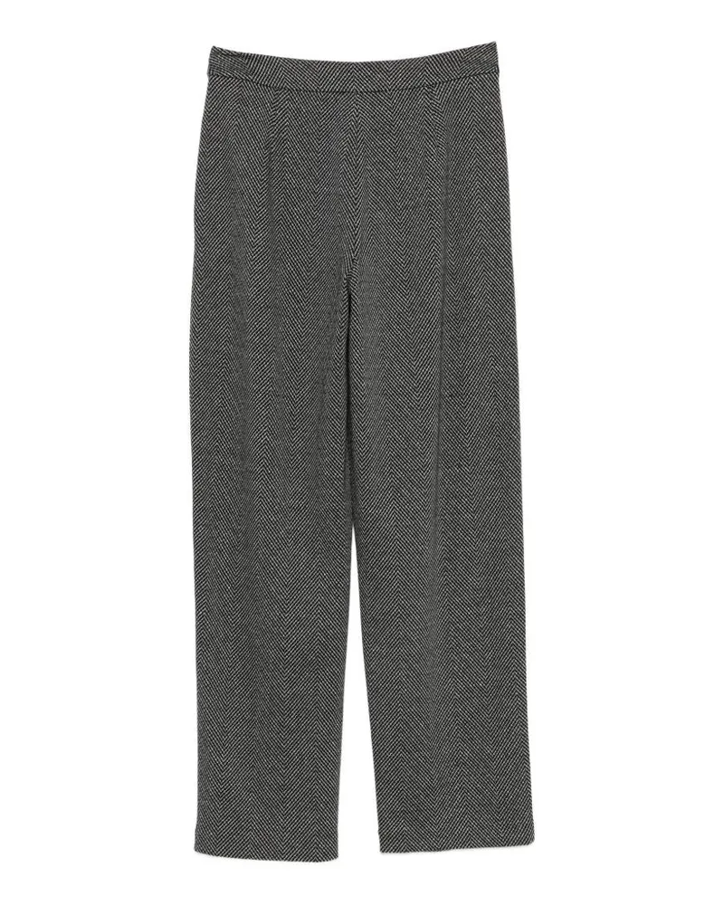 Emporio Armani Herringbone Pleat Trousers — Black Black