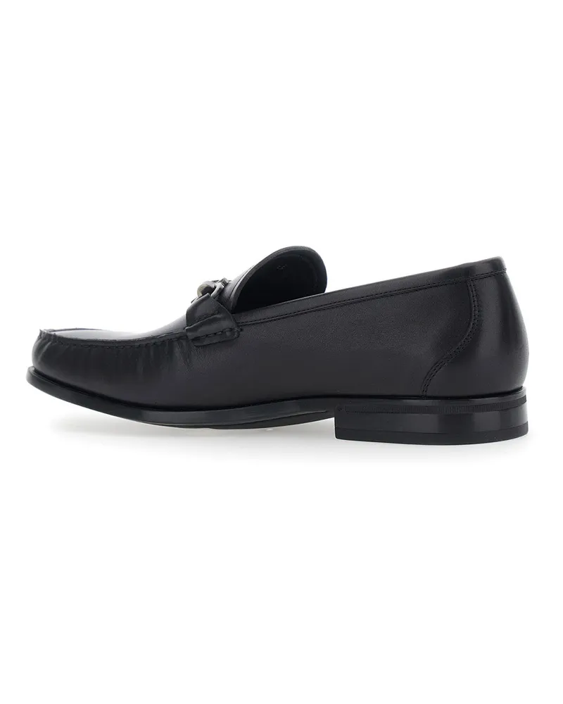 Ferragamo Men's Loafers Black Calf Leather Black