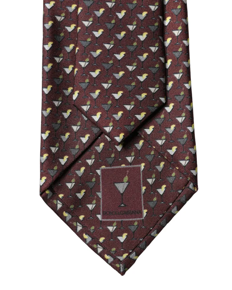Dolce & Gabbana Burgundy Geometric Silk Adjustable Men Tied Necktie Tie Burgundy