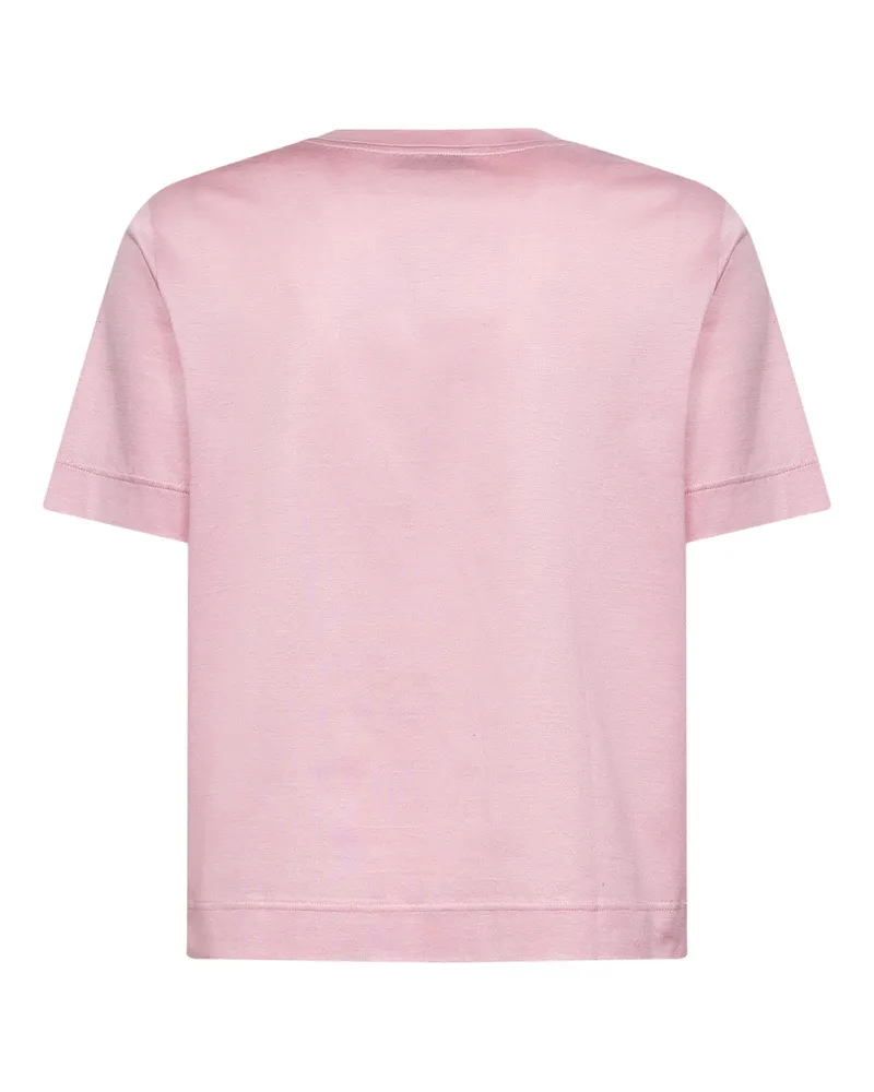 Blanca Lisle Cotton V-Neck T-Shirt — Pink Pink