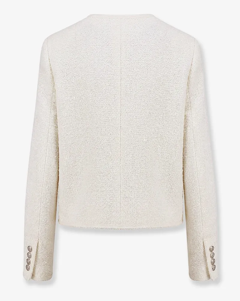 Dunst Women Unisex Bouclé Tweed Blazer White Cotton Blazers Jacket White