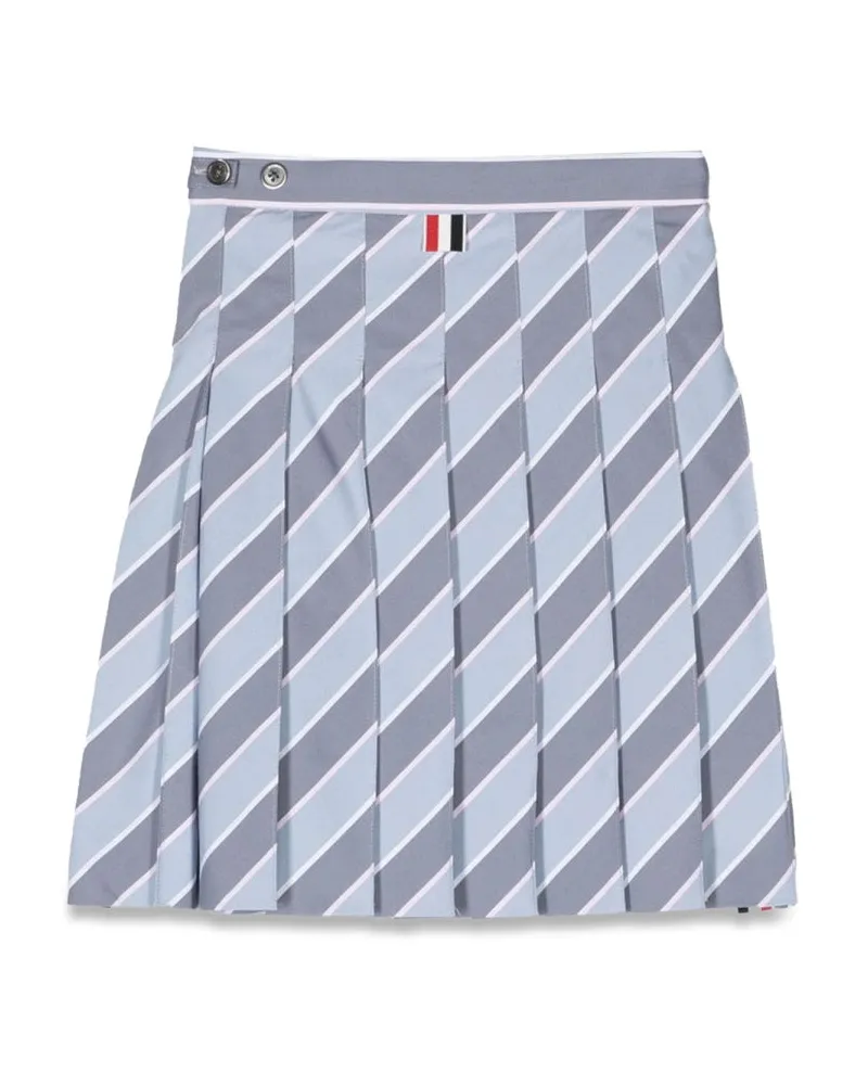 Thom Browne Pleated Cotton Skirt — Gray Gray