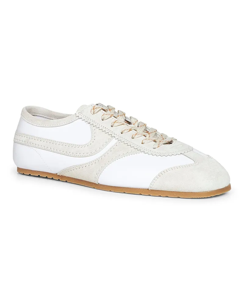 Dries van Noten Leather and Suede Low-Top Sneakers — White White