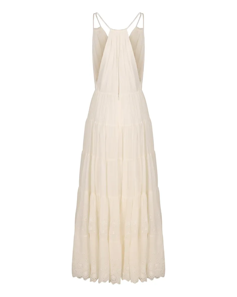 Celine Women's Cotton And Silk Crépon Maxi Dress Ivory White