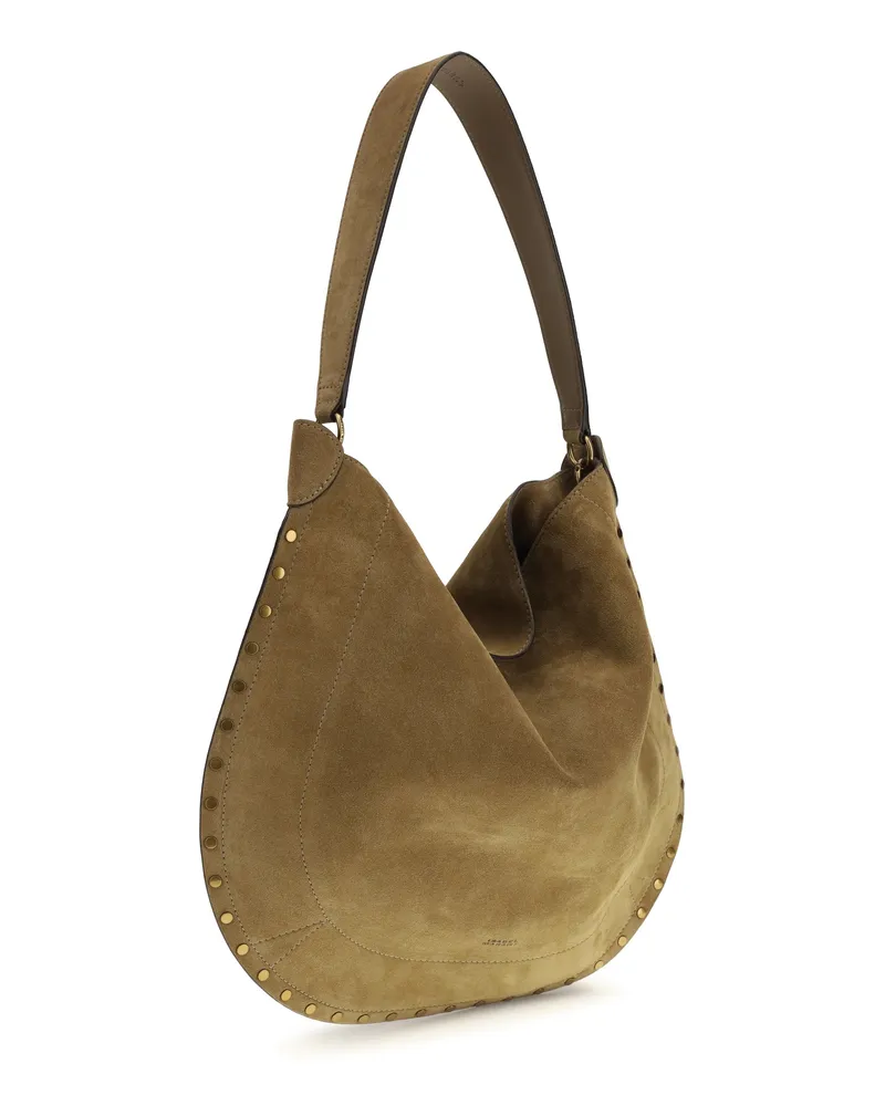 Isabel Marant Women's Oskan Soft Shoulder Bag Taupe Calf Leather Bos Taurus Beige