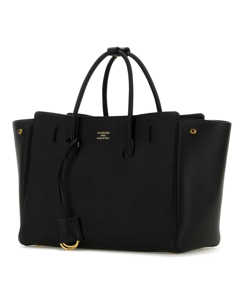 Balenciaga Women's Black Leather Small Carry All Hempton Handbag Borse A Mano Black