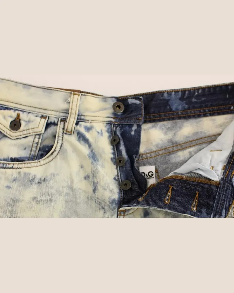 Dolce & Gabbana Women's Blue D&g Cotton Washed Jeans Denim Shorts Blue