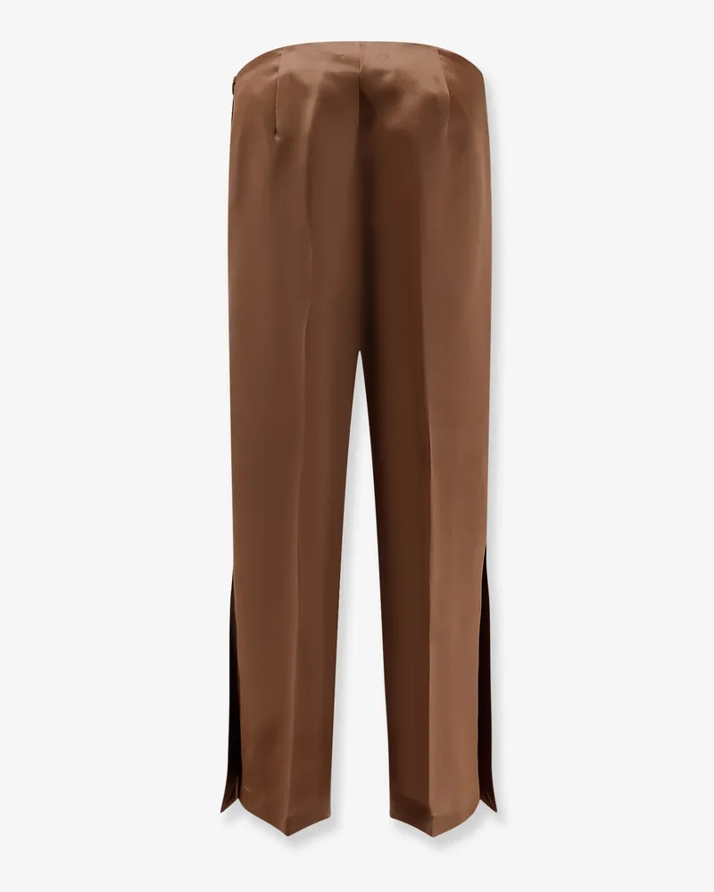 Alberta Ferretti Women's Trousers Brown Silk Brown