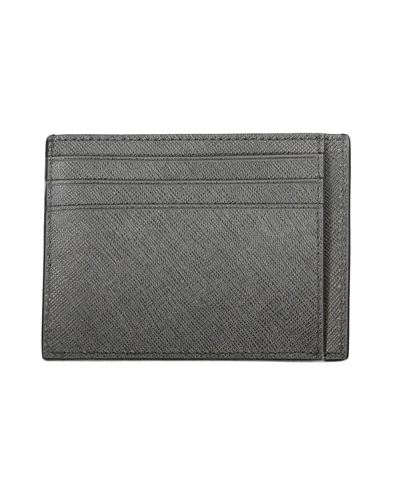 Calvin Klein Saffiano Leather Card Case — Black Black