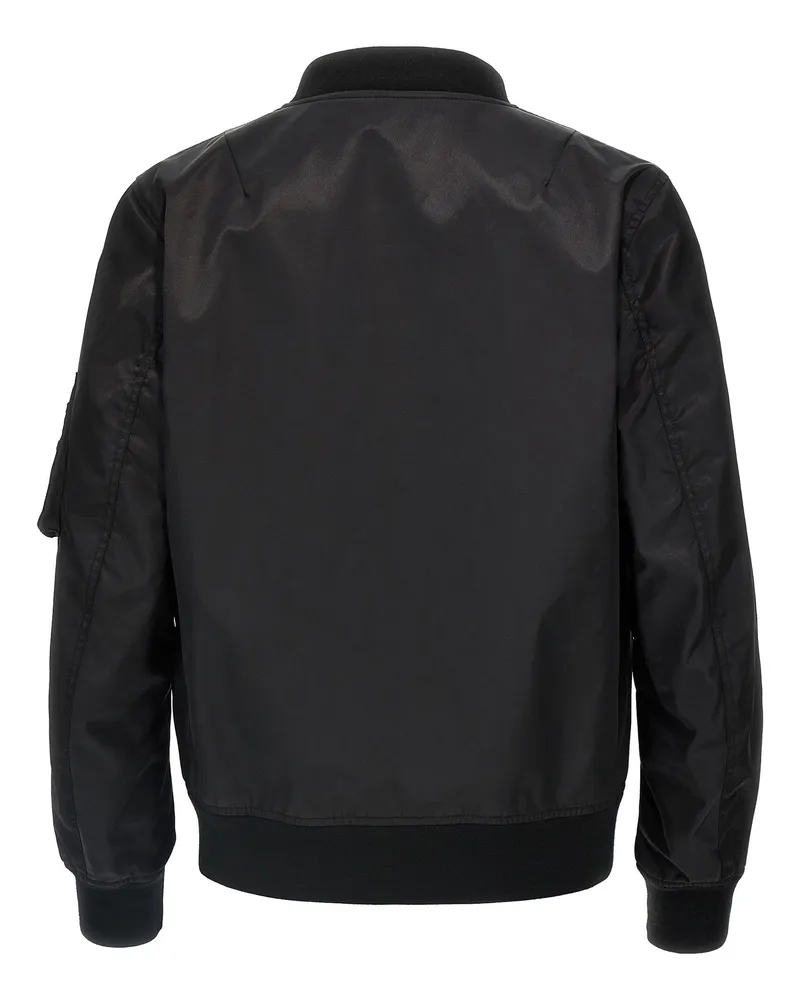Valentino Garavani Logo Patch Bomber Jacket — Black Black