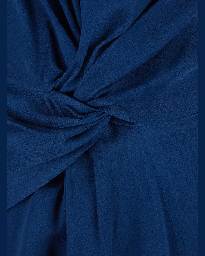 Victoria Beckham Women's Long Dress Aria Blue Acetate Blue