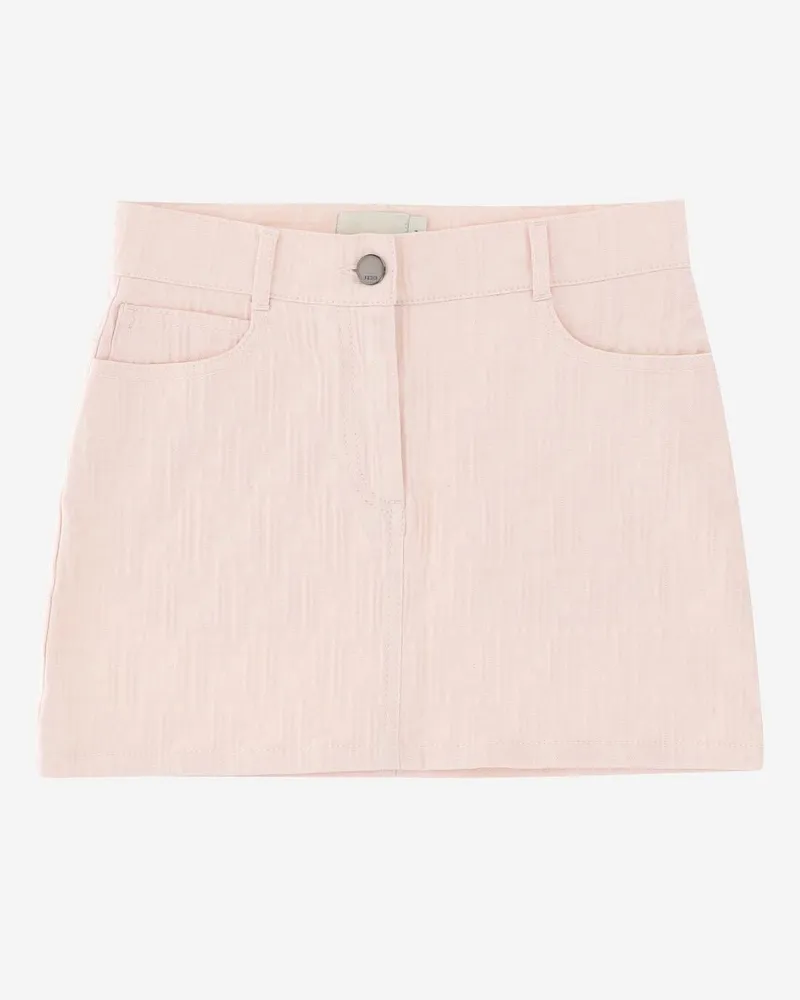 Fendi Girls' Stretch Cotton Blend Skirt Pink Pink