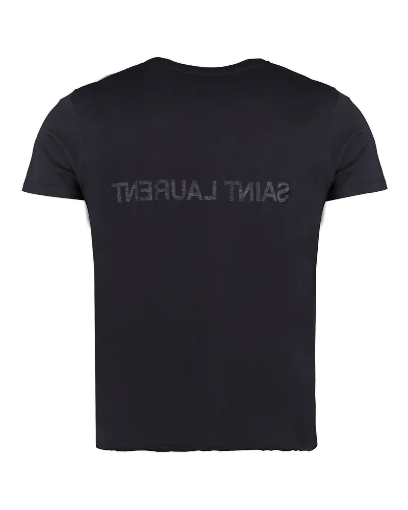 Saint Laurent Logo Cotton T-Shirt — Black Black