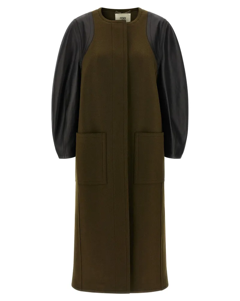 Fendi Women's Bicolor Viscose Coat Clothing Green