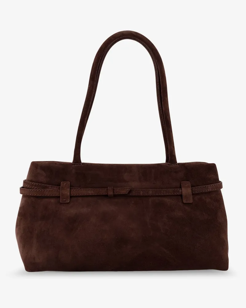 Manu Atelier Women's Shoulder Bag Le Cambon East West Brown Suede Brown