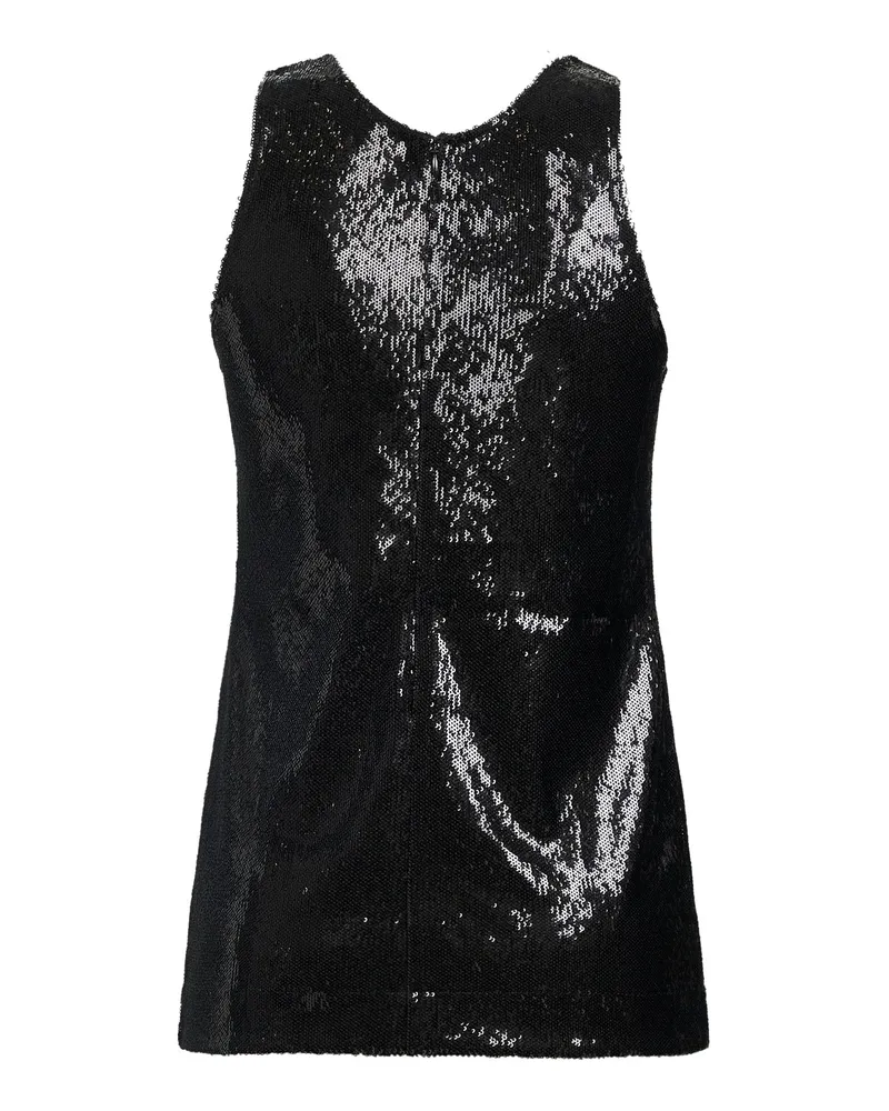 Totême Women's Black Sequin Curved Tank Top Polyester Black