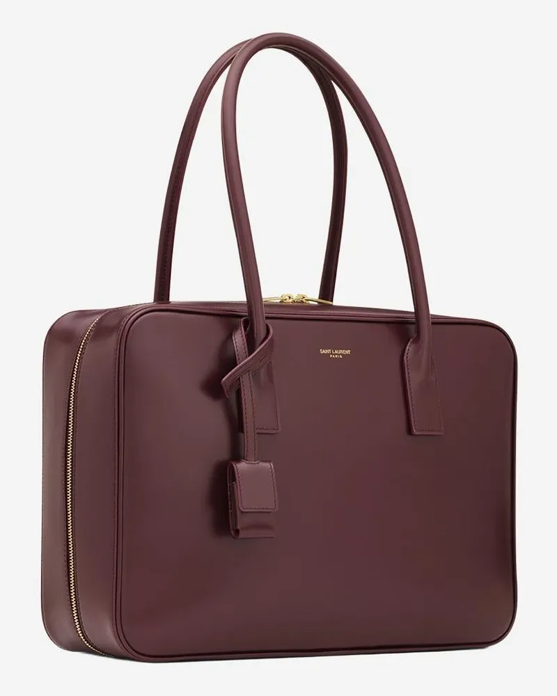 Saint Laurent Women's Sac De Jour Leather Trunk Bag Bordeaux Shoulder Bordeaux