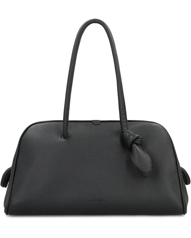 Jacquemus Women's Bowling Bag Black Leather Calf Handbags Hand Black