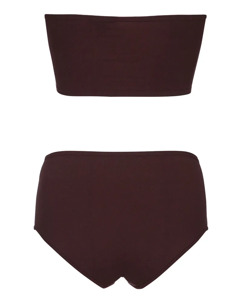 Alaïa Women's Second Skin Bikini Set Brown Stretch Jersey Swimwear Brown
