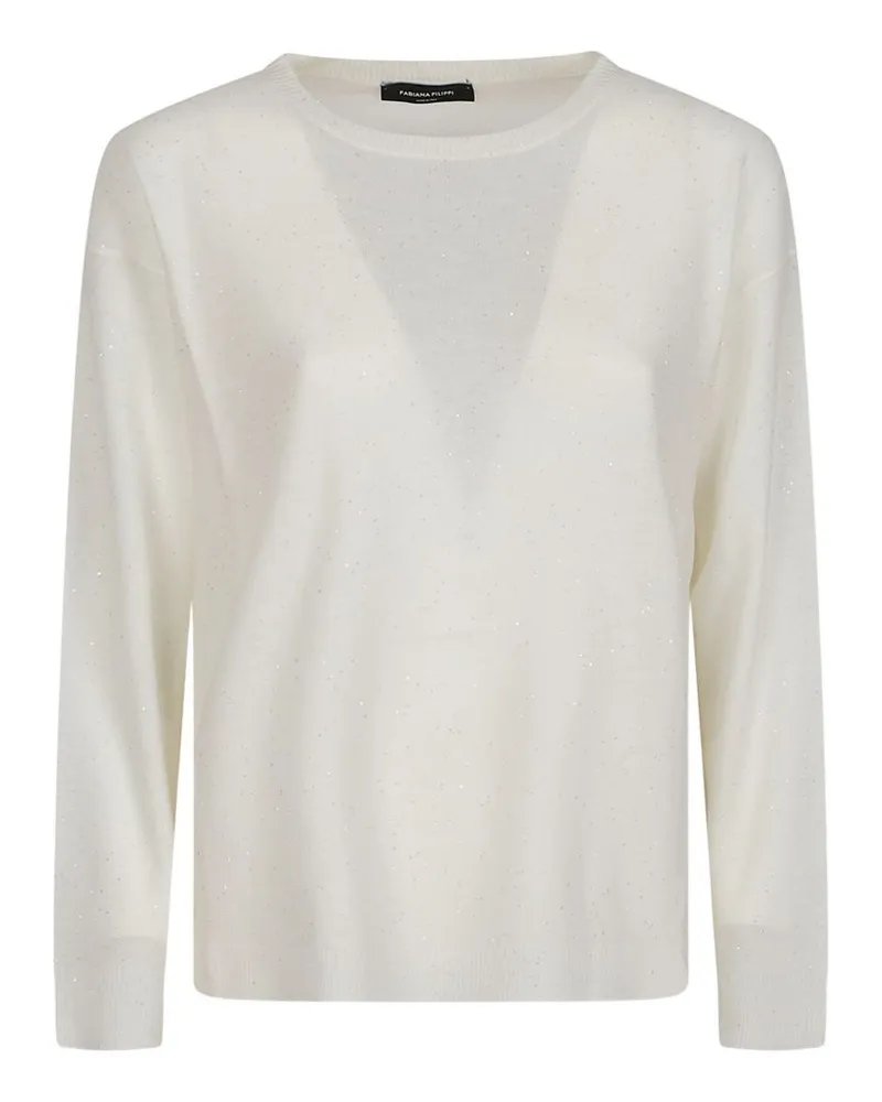 Fabiana Filippi Sequin-Embellished Wool Sweater — White White