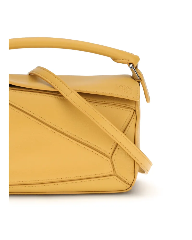 Loewe Women's Handbag Featherlight Puzzle Mini Mustard Calf Leather Handbags Hand Bags Yellow
