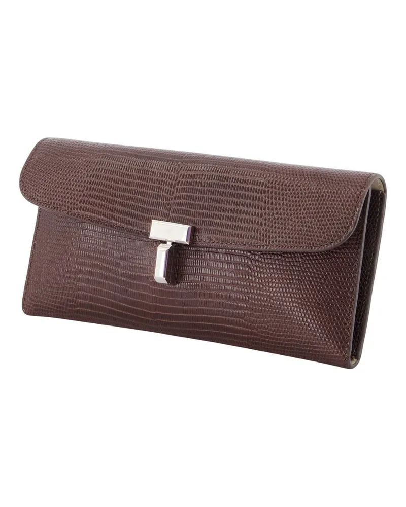 Totême Women's T-Lock Lizard Wallet -  Leather Brown Exotic_leather Accessories Brown