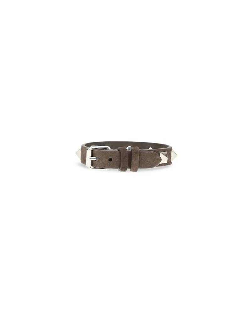 Valentino Garavani Men's Brown Calf Leather Bos Taurus Bracelet Brown