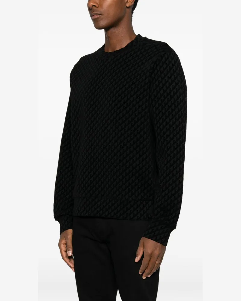 Emporio Armani Monogram-Jacquard Cotton Sweatshirt — Black Black
