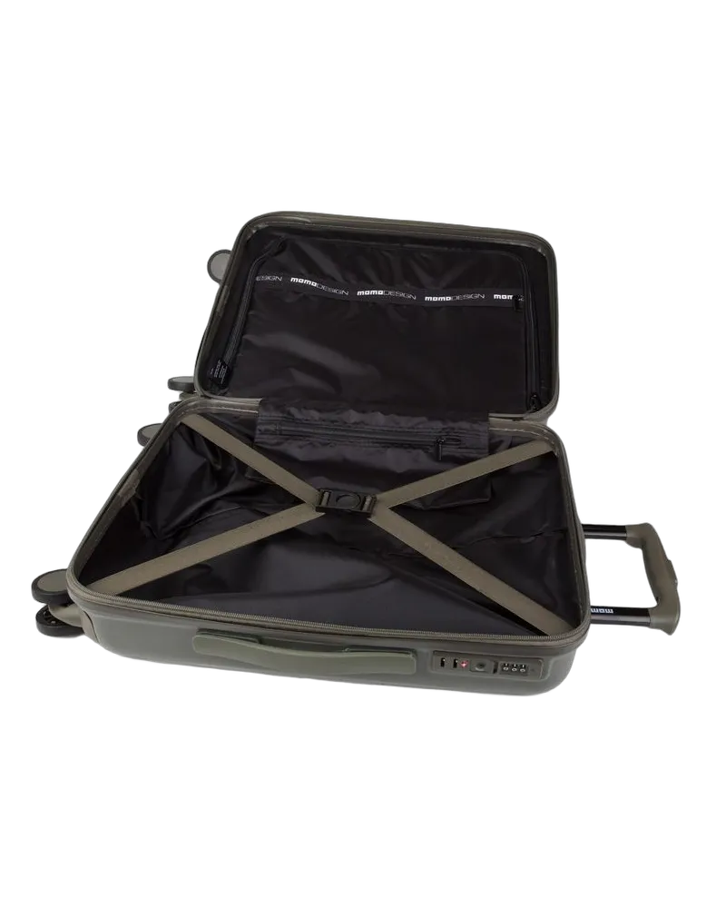 MOMO DESIGN Men's Trolley Military Green-Black Metallic Fiber Bags Travel-bags Green