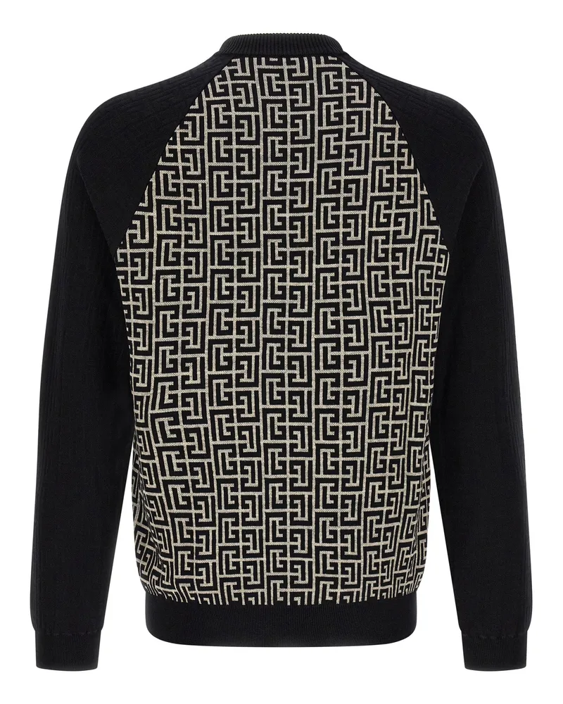 Balmain PB Monogram Jacquard Sweater — Black Black