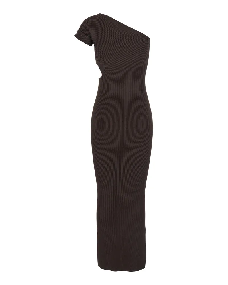 Max Mara Women's Brown Long Dress With Cut-Out Design Viscose Brown