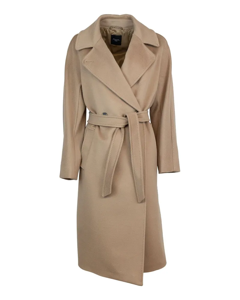 Max Mara Women's Double-Breasted Resina Camel Wool Coat Virgin Beige