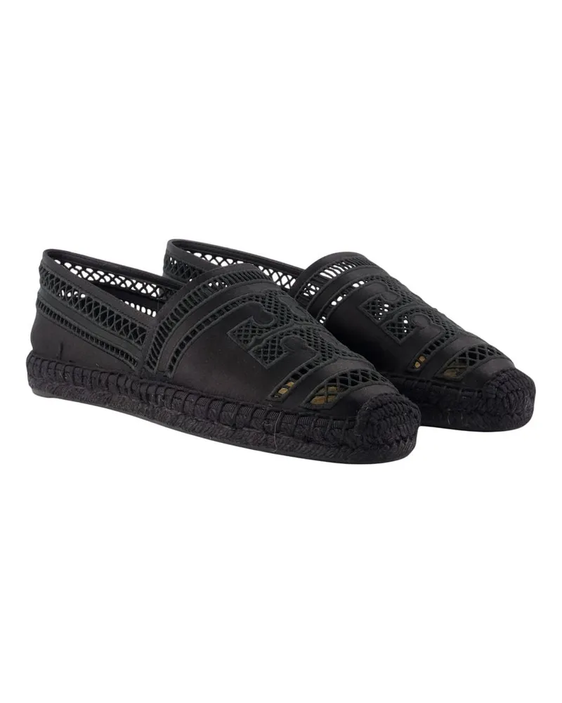 Tory Burch Women's Open Weave Espadrilles -  Viscose Black Shoes Flat-Shoes Black